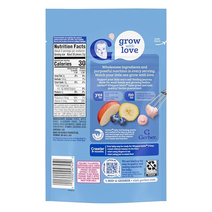 Gerber Stage 3 Baby Food Snacks, Banana Apple Blueberry Whipped Melts, Baby Led - Image 3