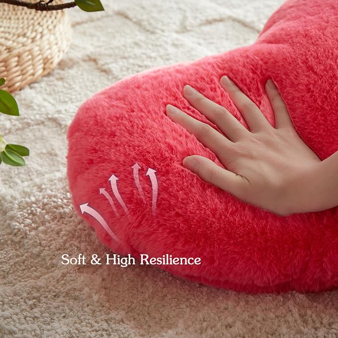 EastTree Heart Pillows, Carmine Heart Shaped Pillows, Ultra Soft Extra-Large - Image 4