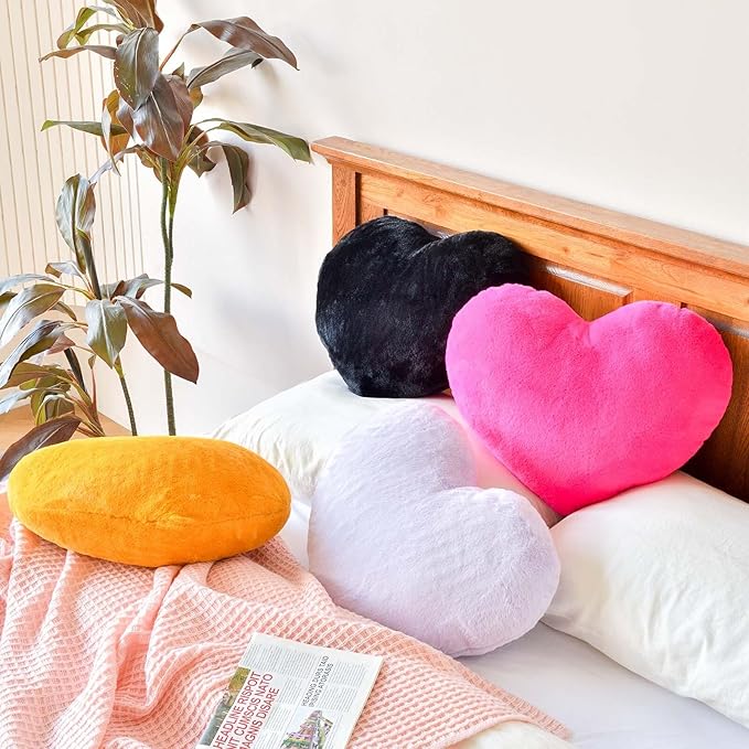 Orange Heart Pillows, Cute Heart Decorative Pillow, Heart Shaped Throw Pillows - Image 5