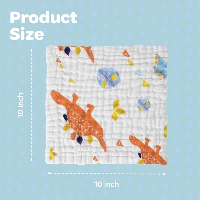 Muslin Baby Washcloths Pack of 7-Gift Boxed Mixed Patten, Absorbent Baby Bath - Image 7