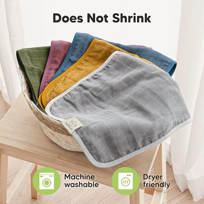 5-Pack Cotton Muslin Burp Cloths Baby Girls, Boys - Image 7
