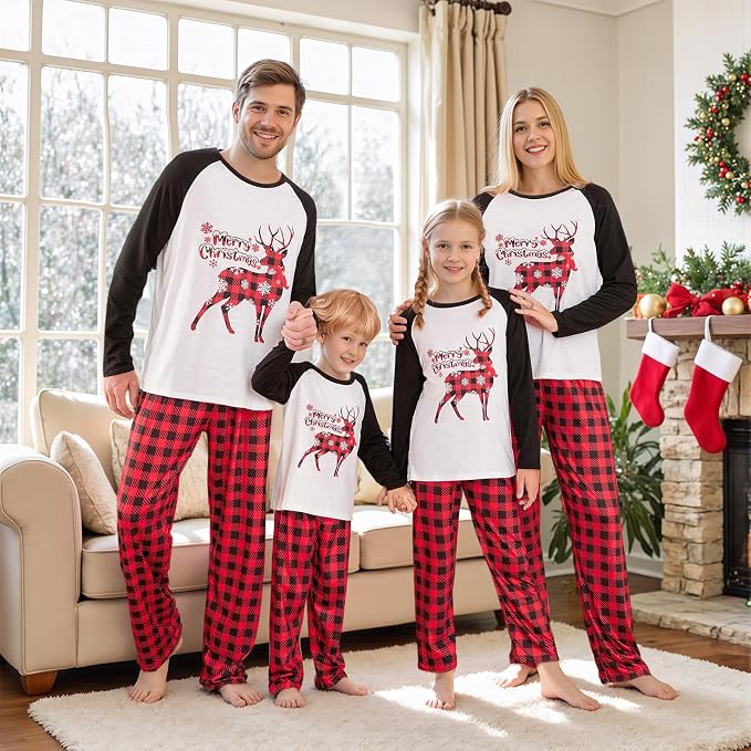 Awoscut Christmas Family Matching Pajamas Christmas Pjs Holiday Nightwear - Image 2