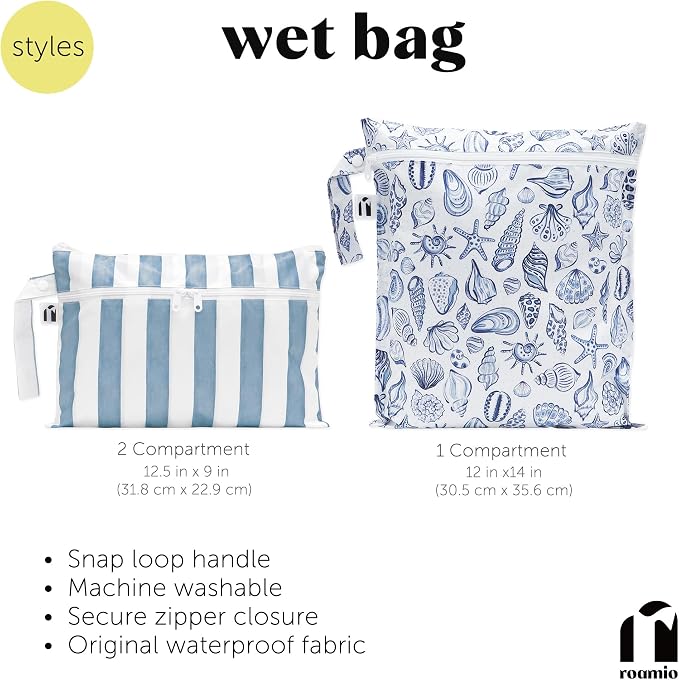 Bumkins Roamio Waterproof Wet Bag & Wet/Dry Clutch Set – Reusable Travel - Image 5