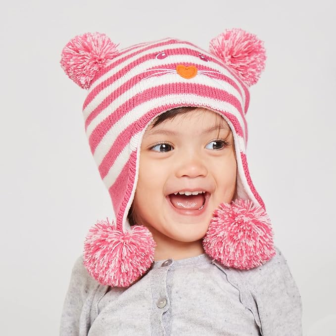 LANGZHEN Toddler Kids Infant Winter Hat, Earflap Knit Warm Cap Fleece Lined - Image 4
