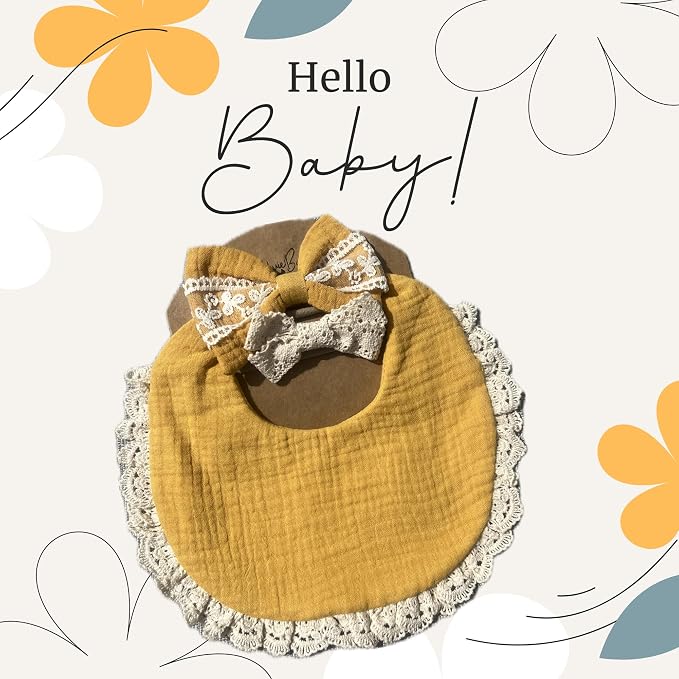Baby Girl Gift Set, Muslin BoHo Bib - Image 3