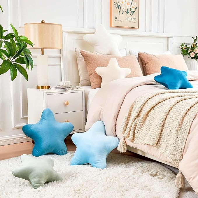 White Star Throw Pillow, Cute Star Pillow Room Decor, Soft 14.9" Star Shaped - Image 5