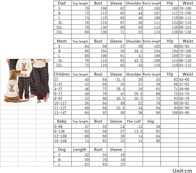 Awoscut Christmas Family Matching Pajamas Christmas Pjs Holiday Nightwear - Image 7