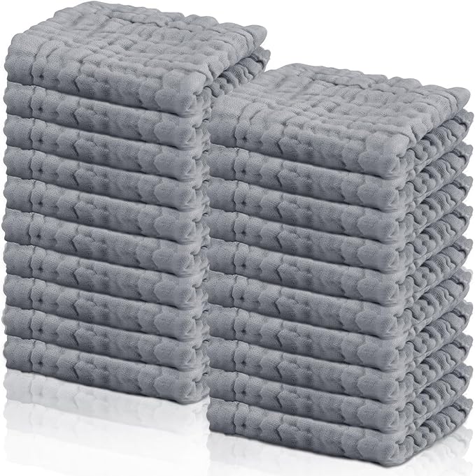 Breling 20 Pcs Baby Muslin Washcloth 12 x 12 Inch 100% Cotton Soft and by Breling