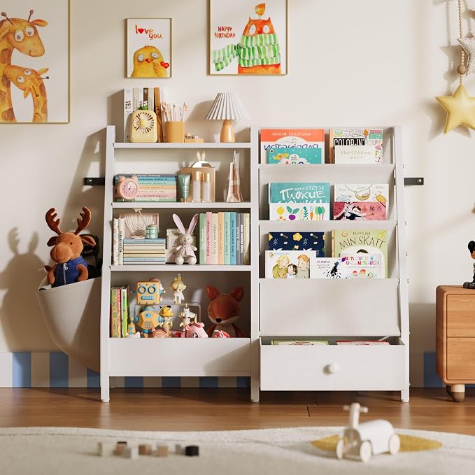 Kids Bookshelf and Toy Storage Organizer, Kids Bookcase Montessori 3 Tier Baby - Image 3