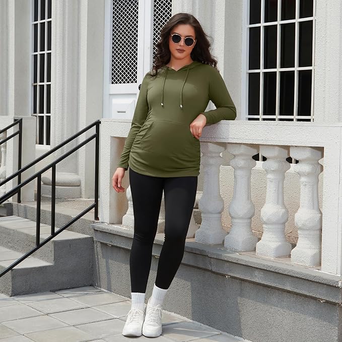 GINKANA Maternity Hoodie Long Sleeves Shirts Casual Maternity Top Pregnancy - Image 5