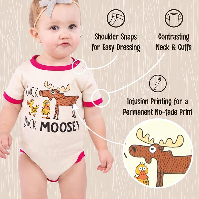 Lazy One Cute Unisex Baby Bodysuit, Cute Animal Designs, 6-18 Months - Image 4