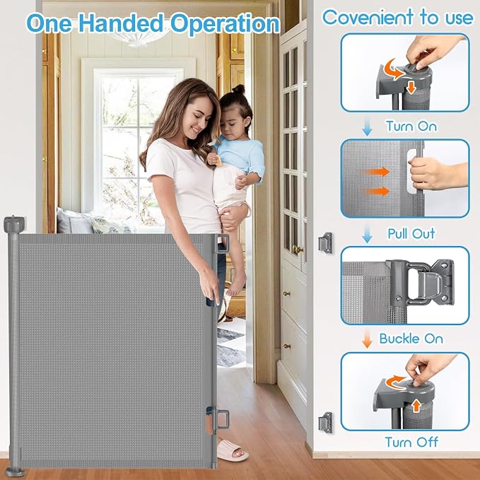 Upgrade 180 inch Retractable Baby Gates, EZIGO Extra Wide Baby Gate - Image 5