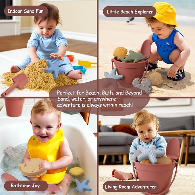 Silicone Beach Toys for Toddlers, Travel Friendly Sand Toys for Babies 6-12 - Image 7