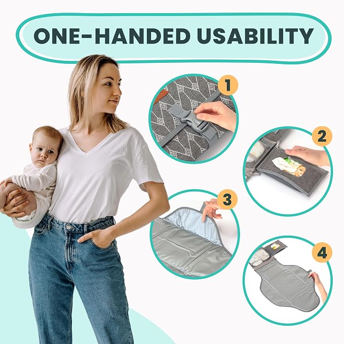 Portable Changing Pad for Baby Shower Gifts & New Mom Gifts, Travel Diaper - Image 8