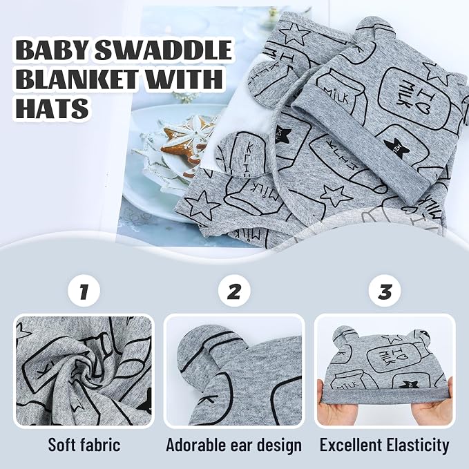 Cinaci 2 Pack Adjustable Soft Cotton Blend Newborn Baby Receiving Swaddle - Image 3