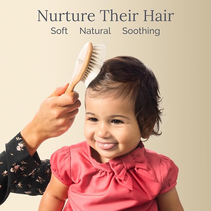 Natemia Wooden Baby Hair Brush | Natural Soft Bristles - Image 2