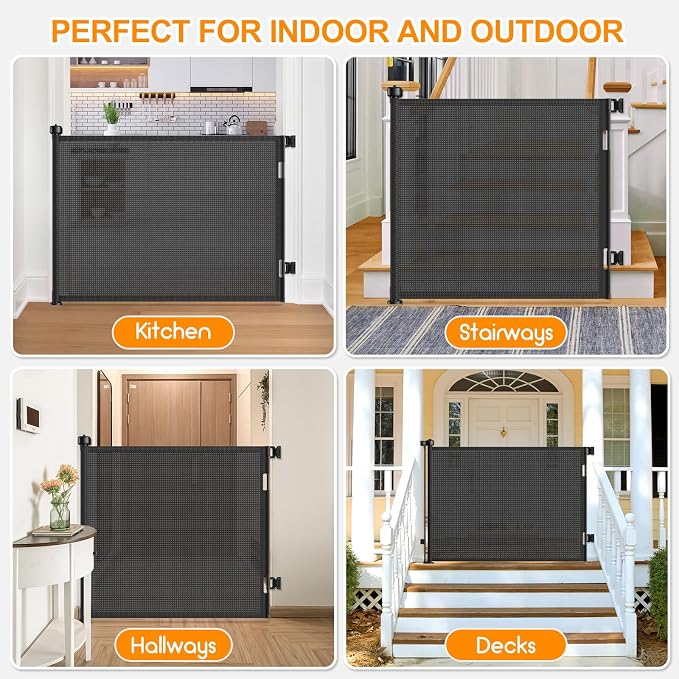 55 Inch Retractable Baby Gates Extra Wide, 41 Inch Reinforced Extra Tall Gate - Image 8