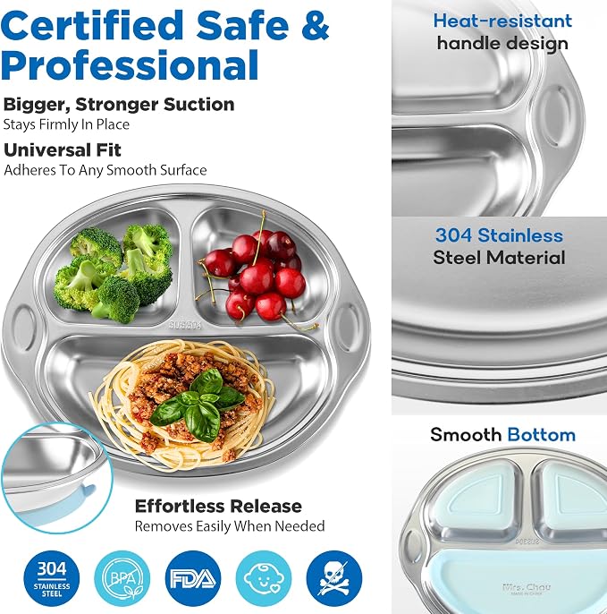 Stainless Steel Baby Suction Plates: Divided Plates - Image 9
