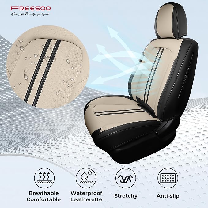 FREESOO Car Seat Covers Full Set, Leather Seat Covers - Image 9