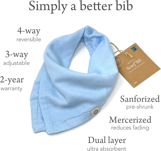 Kishu Baby Indi Organic Baby Bandana Bibs – Fairtrade 4-Way Reversible Drool - Image 7
