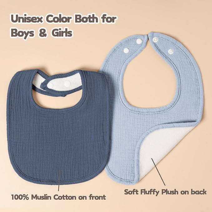Susurration Muslin Baby Drool Bibs 6Pack Soft Square Adjustable Baby Bandana - Image 7
