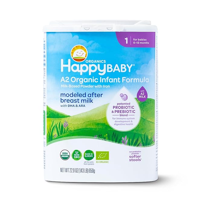 Happy Baby Organics Stage 1 A2 Infant Formula, 0 12 Months, Milk Based Organic by HappyBaby