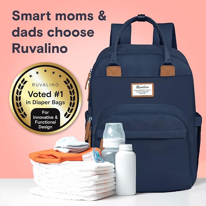 RUVALINO Diaper Bag Backpack, Large Capacity, Waterproof, Peacock Blue - Image 6