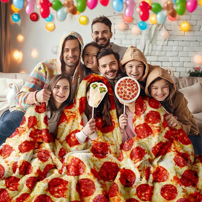 Lhedon Pizza Blanket for Teen Kids, 60 Inch Throw Blanket, Round Pepperoni - Image 7