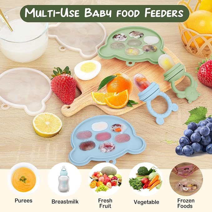 Baby Breastmilk Popsicle Molds & Baby Fruit Feeder, WAJIAYON Baby Food Freezer - Image 6