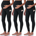 POSHDIVAH 3 Pack Women's Maternity Workout Leggings Over The Belly Pregnancy by Poshdivah