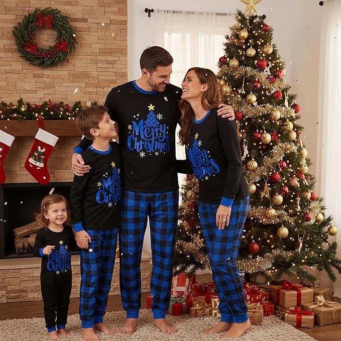 Awoscut Christmas Family Matching Pajamas Christmas Pjs Holiday Nightwear - Image 3