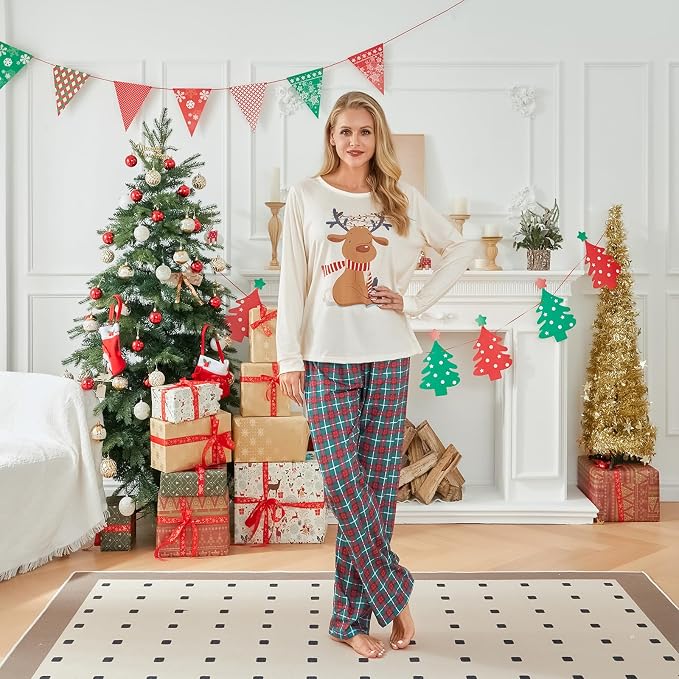 Awoscut Christmas Family Matching Pajamas Christmas Pjs Holiday Nightwear - Image 2