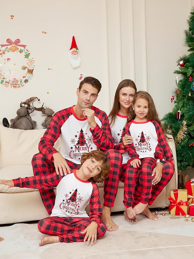 Awoscut Christmas Family Matching Pajamas Christmas Pjs Holiday Nightwear - Image 3