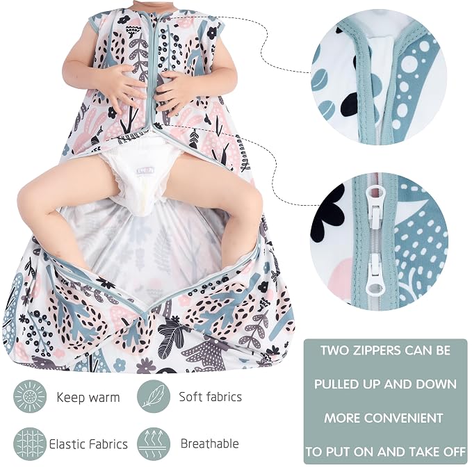 Baby Sleep Sack 0-6 Months 3 Pack Baby Wearable Blanket 100% Rayon Cotton 2-Way - Image 5