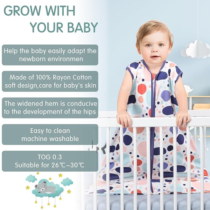 Baby Sleep Sack 0-6 Months 3 Pack Baby Wearable Blanket 100% Rayon Cotton 2-Way - Image 3