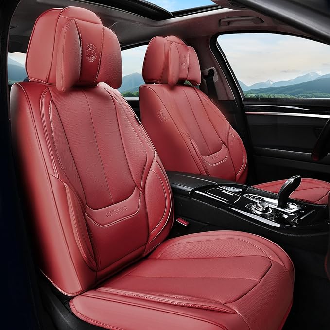 Coverado Universal Seat Covers Front, Waterproof Nappa Leather Car Seat Covers by COVERADOAUTO