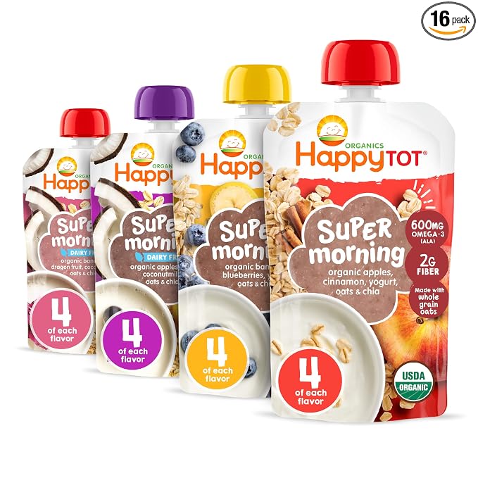 Happy Tot Organics Stage 4 Baby Food Pouches, Gluten Free, Super Morning Fruit by HappyTot