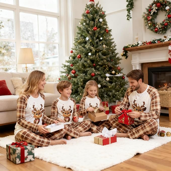 Awoscut Christmas Family Matching Pajamas Christmas Pjs Holiday Nightwear - Image 4