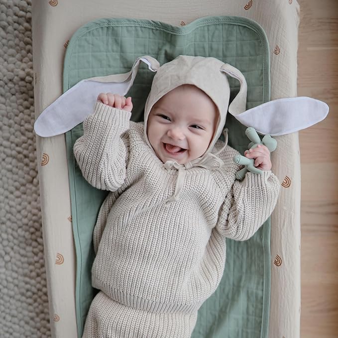 mushie Waterproof Changing Pad Liners | 100% Organic Cotton | Set of 3 - Image 6
