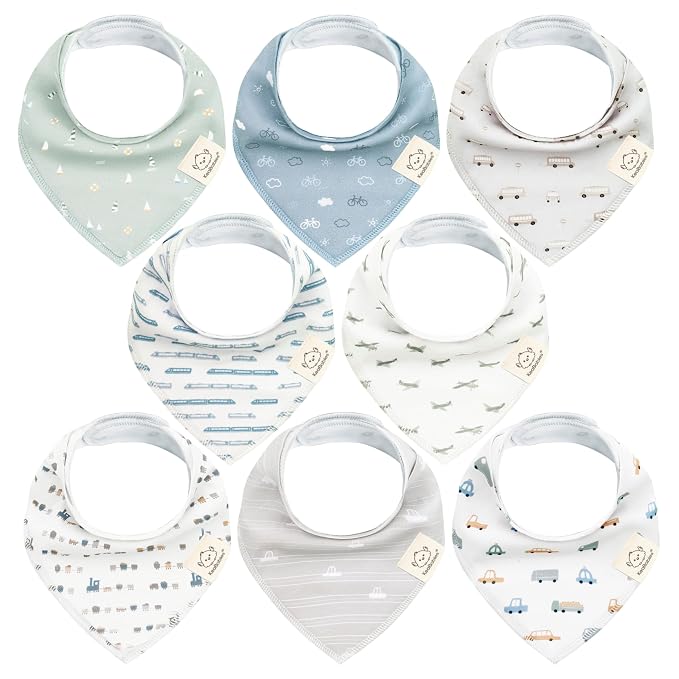 8-Pack Organic Baby Bandana Bibs by KeaBabies