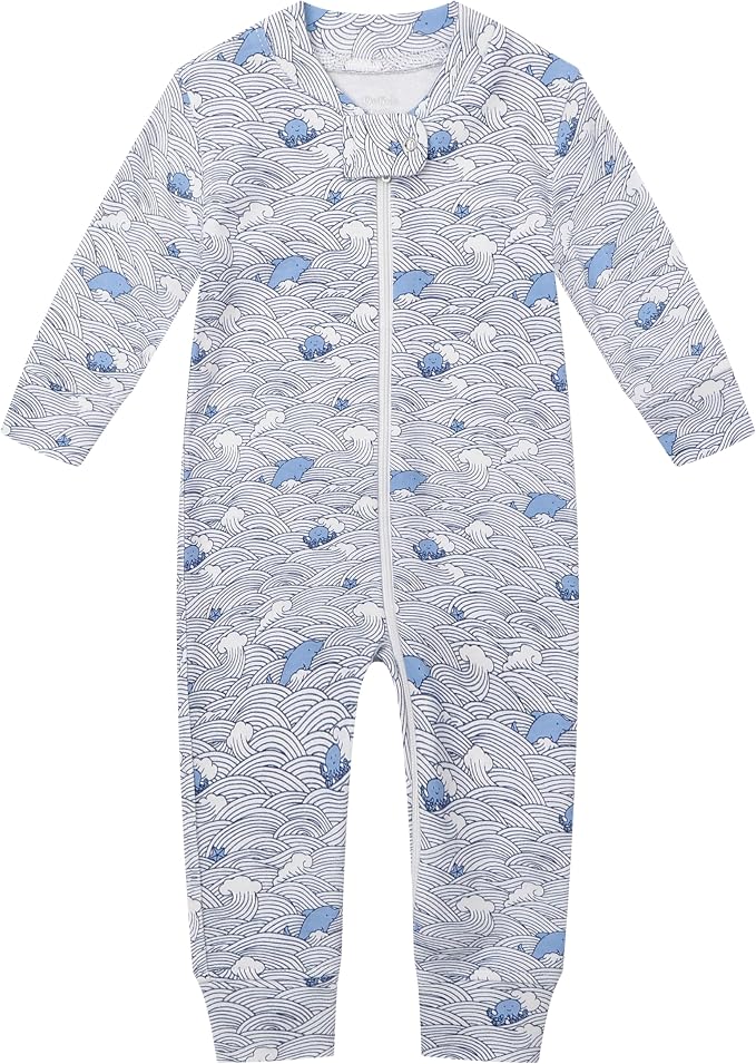 Owlivia Organic Cotton Baby Boy Girl Zip up Sleep 'N Play Pjs, Long Sleeve - Image 2