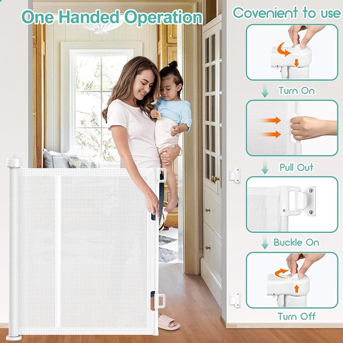 Upgrade 150 inch Retractable Baby Gates, EZIGO Extra Wide Baby Gate - Image 5