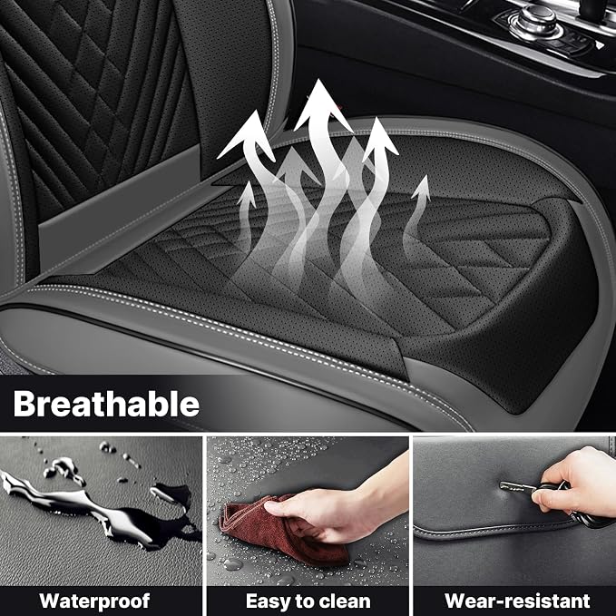 Car Seat Covers Full Coverage Seat Cover Premium Waterproof Faux Leather - Image 7