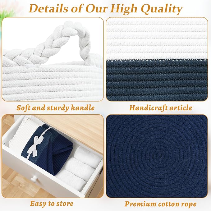 52L Storage Basket for Organizing, Cotton Rope Woven Blanket Basket, Toy - Image 6