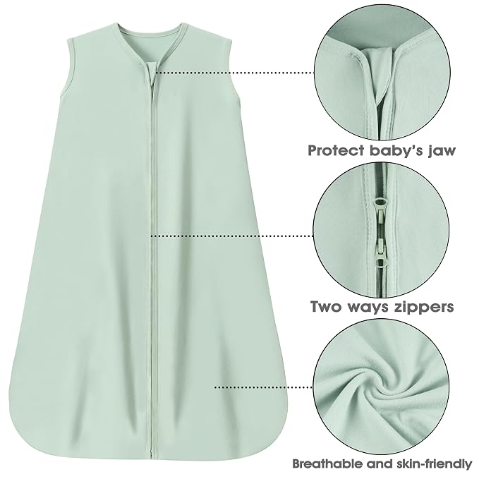 Baby Sleep Sack 0-6 Months Baby Wearable Blanket 100% Rayon Cotton 2-Way Zipper - Image 5