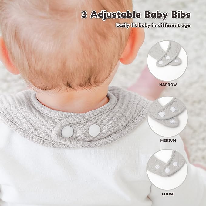 Susurration Muslin Baby Drool Bibs 10Pack Soft Square Adjustable Bandana Bibs - Image 3