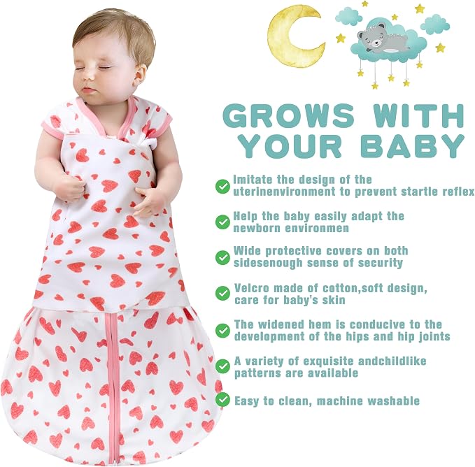 Newborn Sleep Sack Baby Swaddle, Swaddle me 3-6 Month, 3-Way Adjustable - Image 2