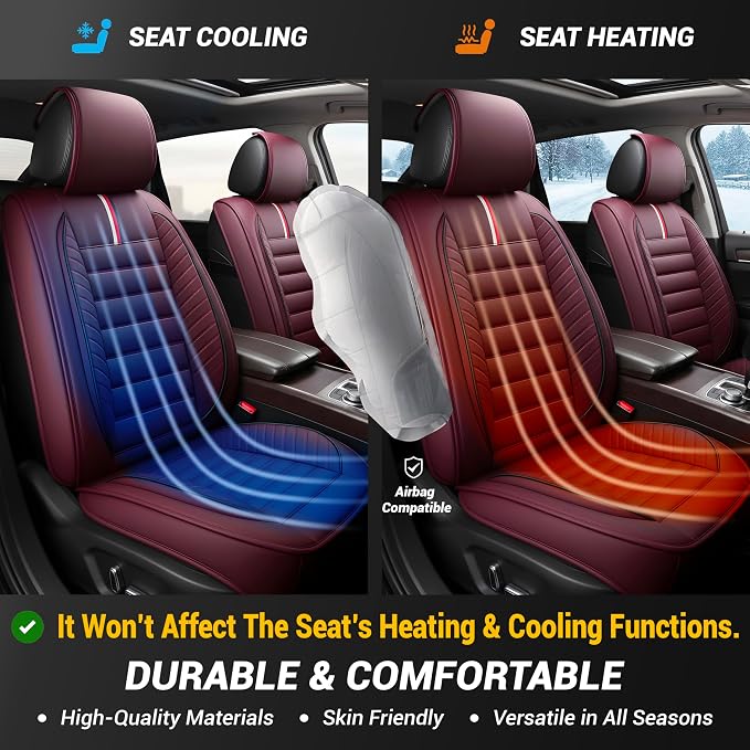 OASIS AUTO Car Seat Covers Premium Waterproof Faux Leather Cushion Universal - Image 5