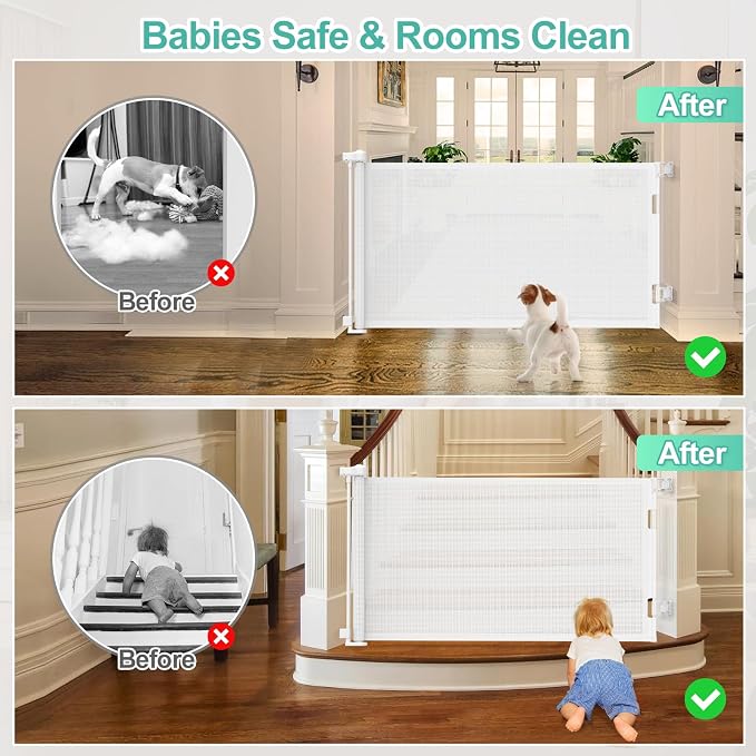 71 inch Retractable Baby Gates, EZIGO Extra Wide Baby Gate - Image 4