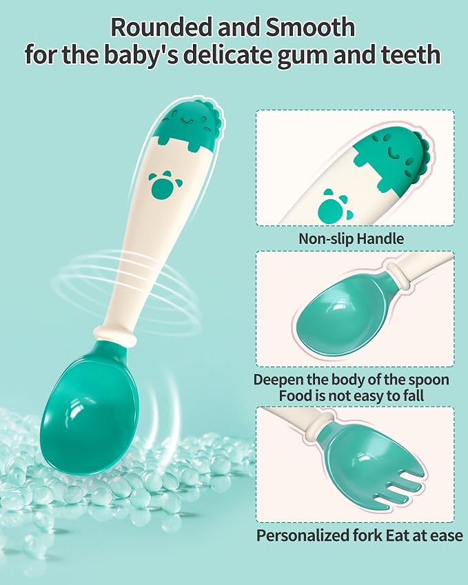 Deejoy Toddler Utensils, Self-feeding Flatware Set withTravel Case, Baby Spoons - Image 2